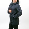Дълго и леко дамско яке с качулка модел AUTUMN от висококачествен полиестер с биопух цвят тъмно син