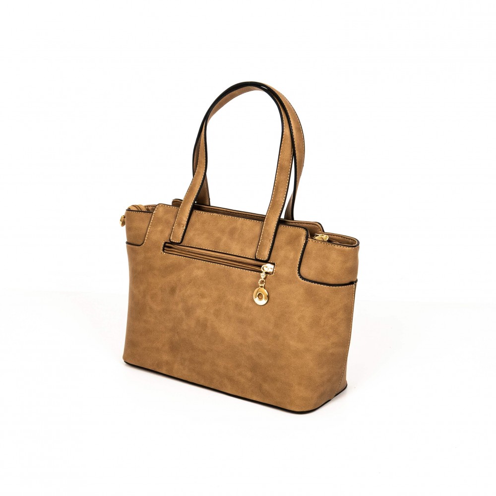 Елегантна дамска чанта от висококачествена еко кожа PAULA VENTI модел PVD3912 цвят тъмно бежов
