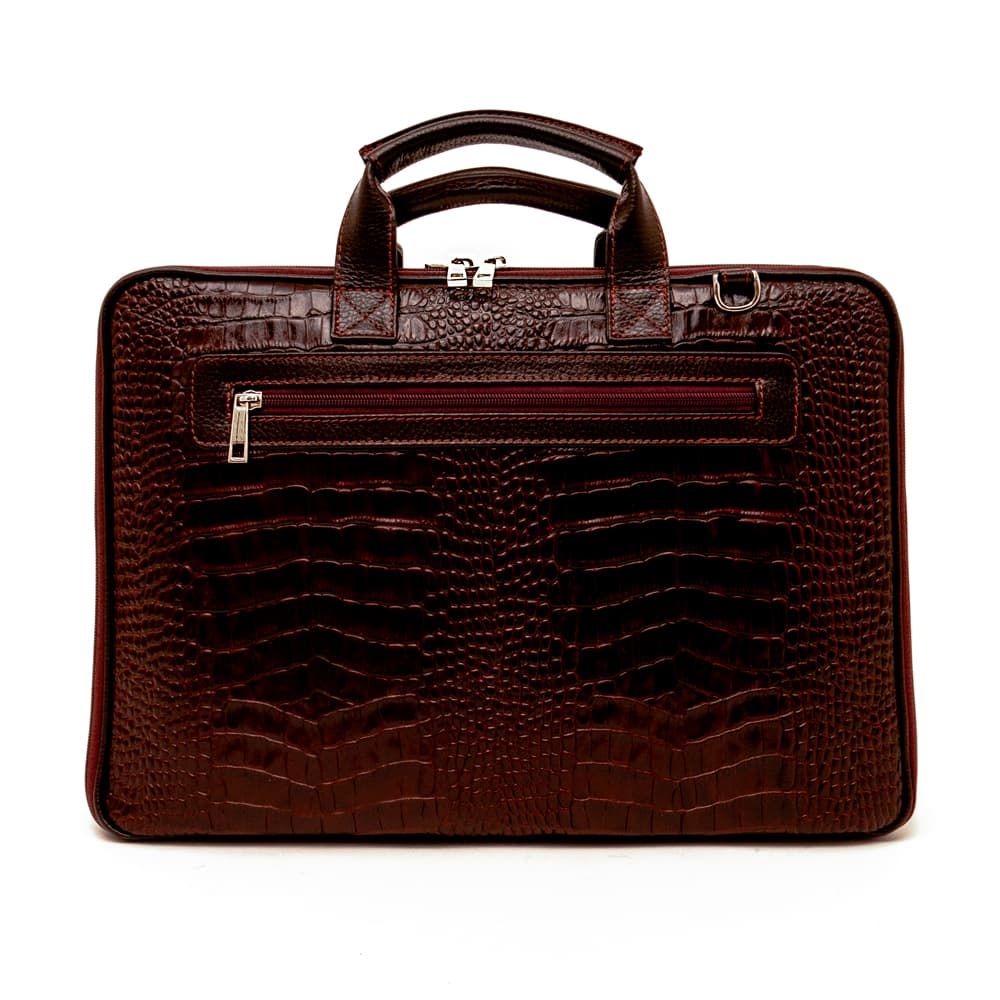 Стилна бизнес чанта от естествена кожа ENZO NORI модел SENA цвят бордо кроко