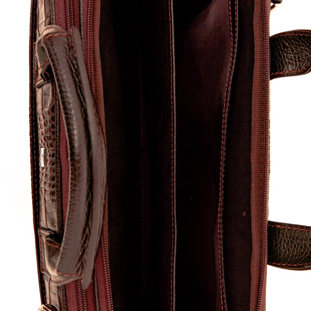 Стилна бизнес чанта от естествена кожа ENZO NORI модел SENA цвят бордо кроко