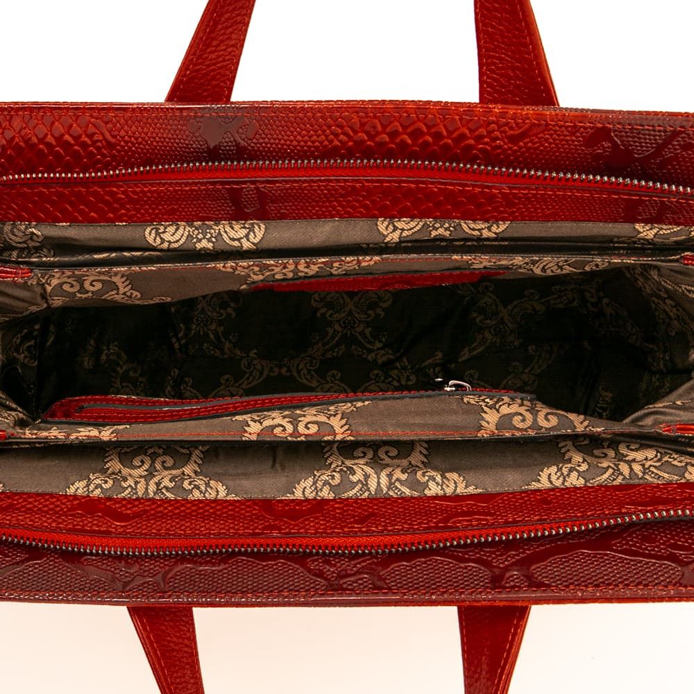 Красива дамска бизнес чанта от естествена кожа ENZO NORI модел LULU цвят червен лазер