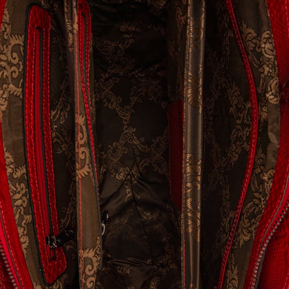 Красива дамска бизнес чанта от естествена кожа ENZO NORI модел LULU цвят червен лазер