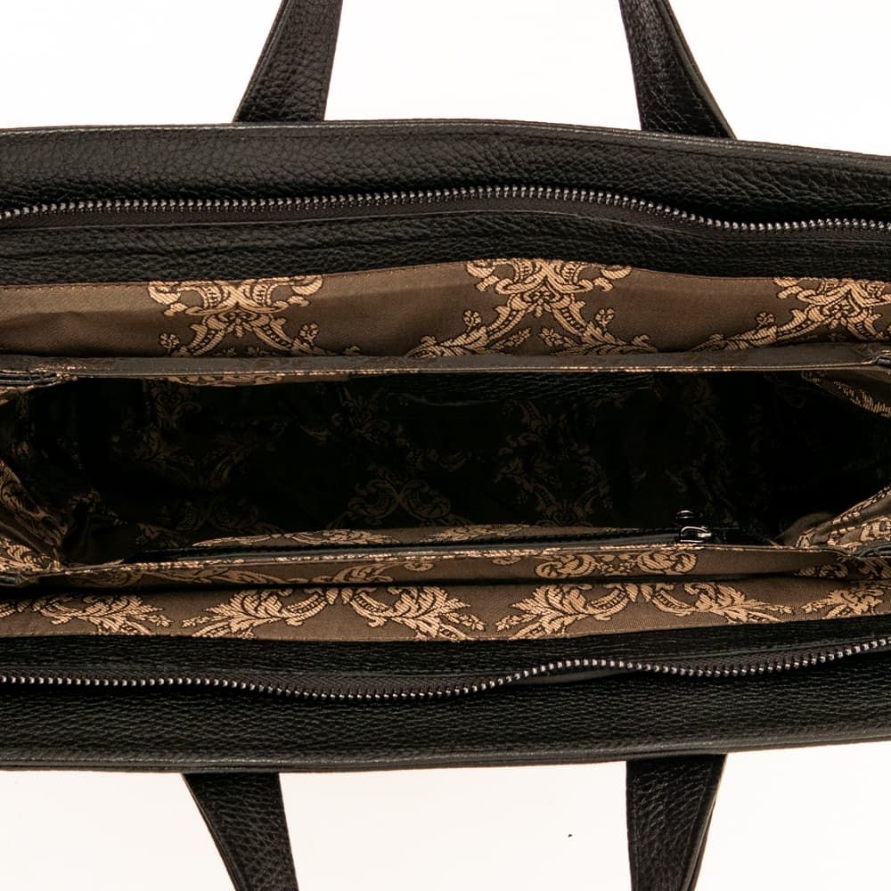 Дамска бизнес чанта ENZO NORI модел LULU от естествена кожа черен