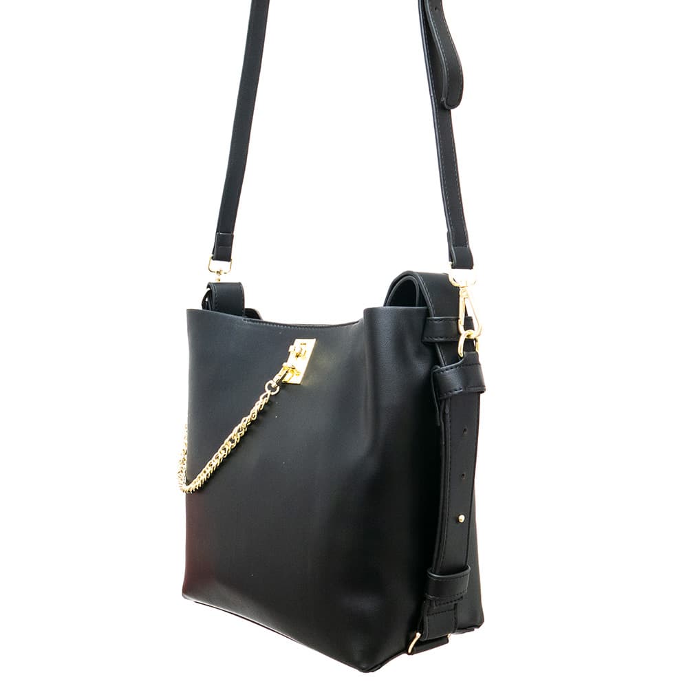 Елегантна дамска чанта PAULA VENTI модел GEMMA от висококачествена еко кожа цвят черен