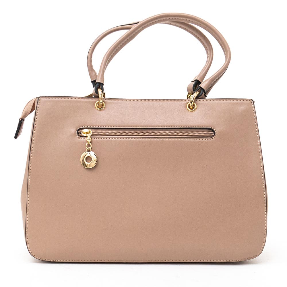 Ежедневна елегантна дамска чанта от висококачествена еко кожа модел LAURA цвят бежов
