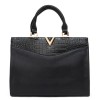 Стилна ежедневна дамска чанта от висококачествена еко кожа модел LINDA цвят черен
