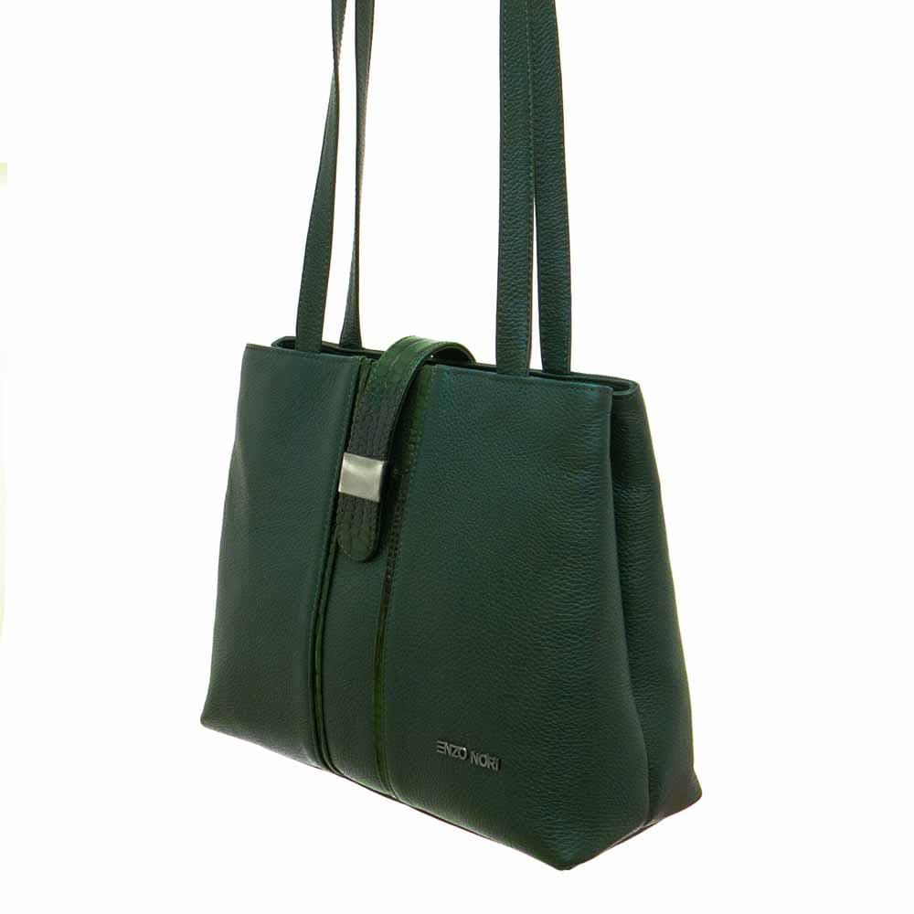 Дамска чанта ENZO NORI модел ALESA от естествена кожа тъмно зелен