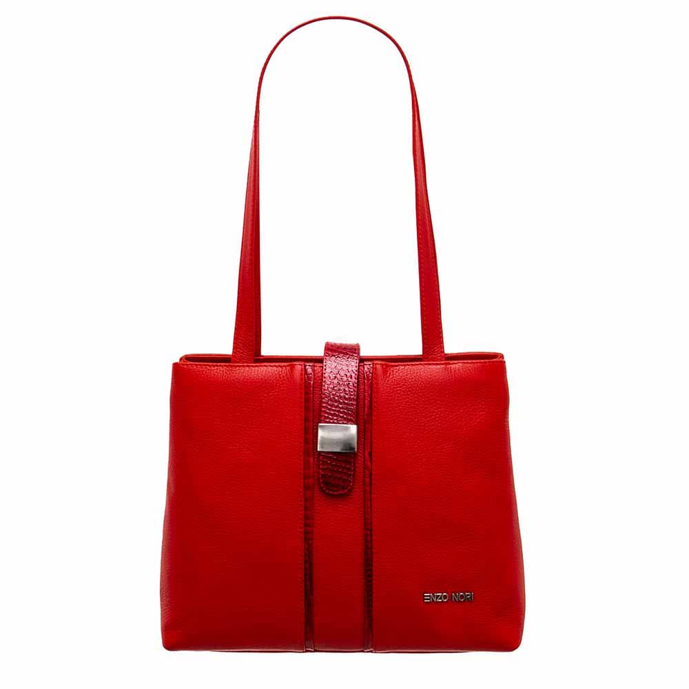 Модерна червена дамска чанта ENZO NORI модел ALESA от естествена кожа