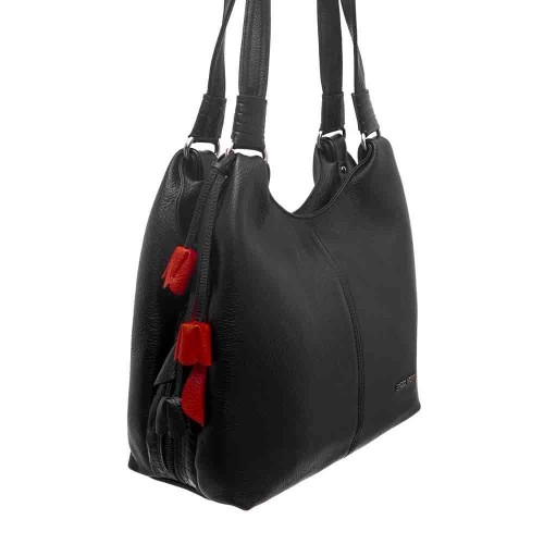 Дамска чанта ENZO NORI модел ROSE естествена кожа черен