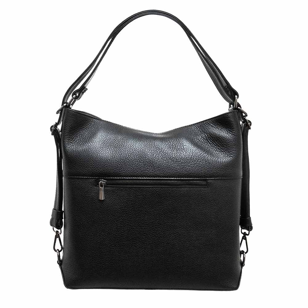 Красива дамска чанта ENZO NORI модел LEONA от естествена кожа цвят черен