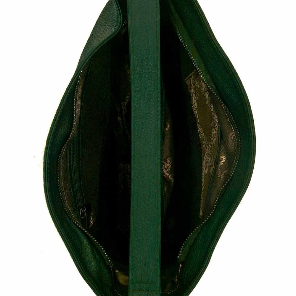 Дамска чанта ENZO NORI модел LEONA от естествена кожа тъмно зелен
