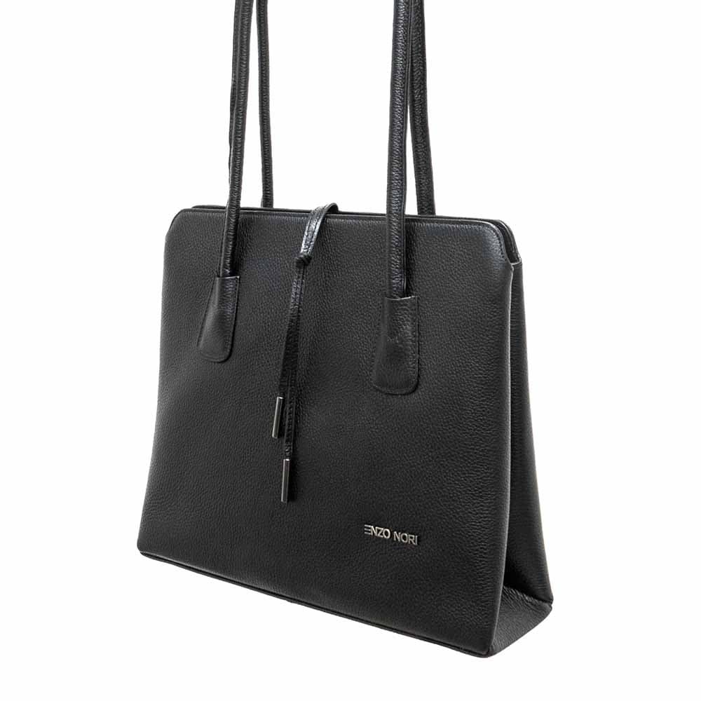 Дамска чанта ENZO NORI модел ALLEGRA естествена кожа черен