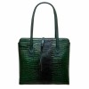Луксозна дамска чанта ENZO NORI модел ALLEGRA от естествена фина напа кожа цвят зелен кроко лак