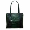 Луксозна дамска чанта ENZO NORI модел ALLEGRA от естествена фина напа кожа цвят зелен кроко лак