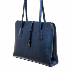 Дамска чанта ENZO NORI модел ALLEGRA естествена кожа син искрящ