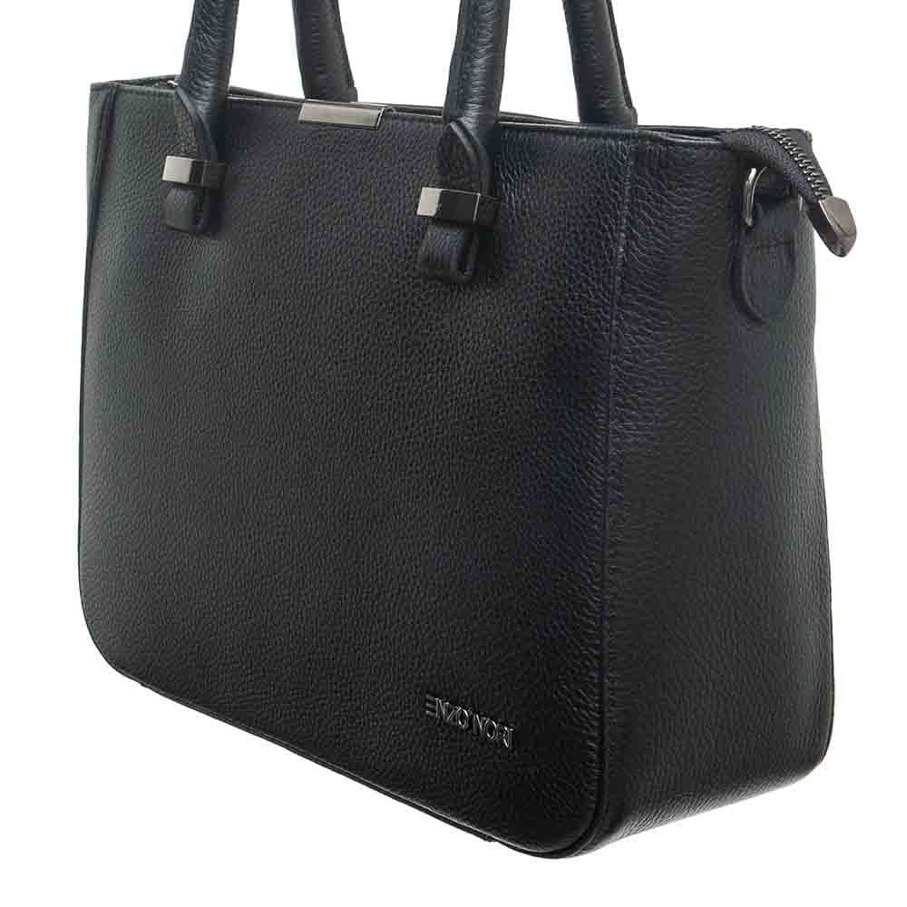Дамска чанта ENZO NORI модел MILANA естествена кожа черен