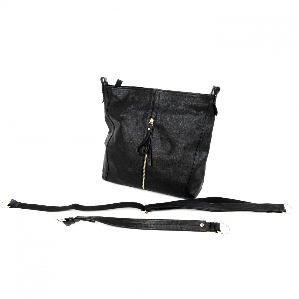 Практична дамска чанта от естествена кожа PAULA VENTI модел PV2280 цвят лилав