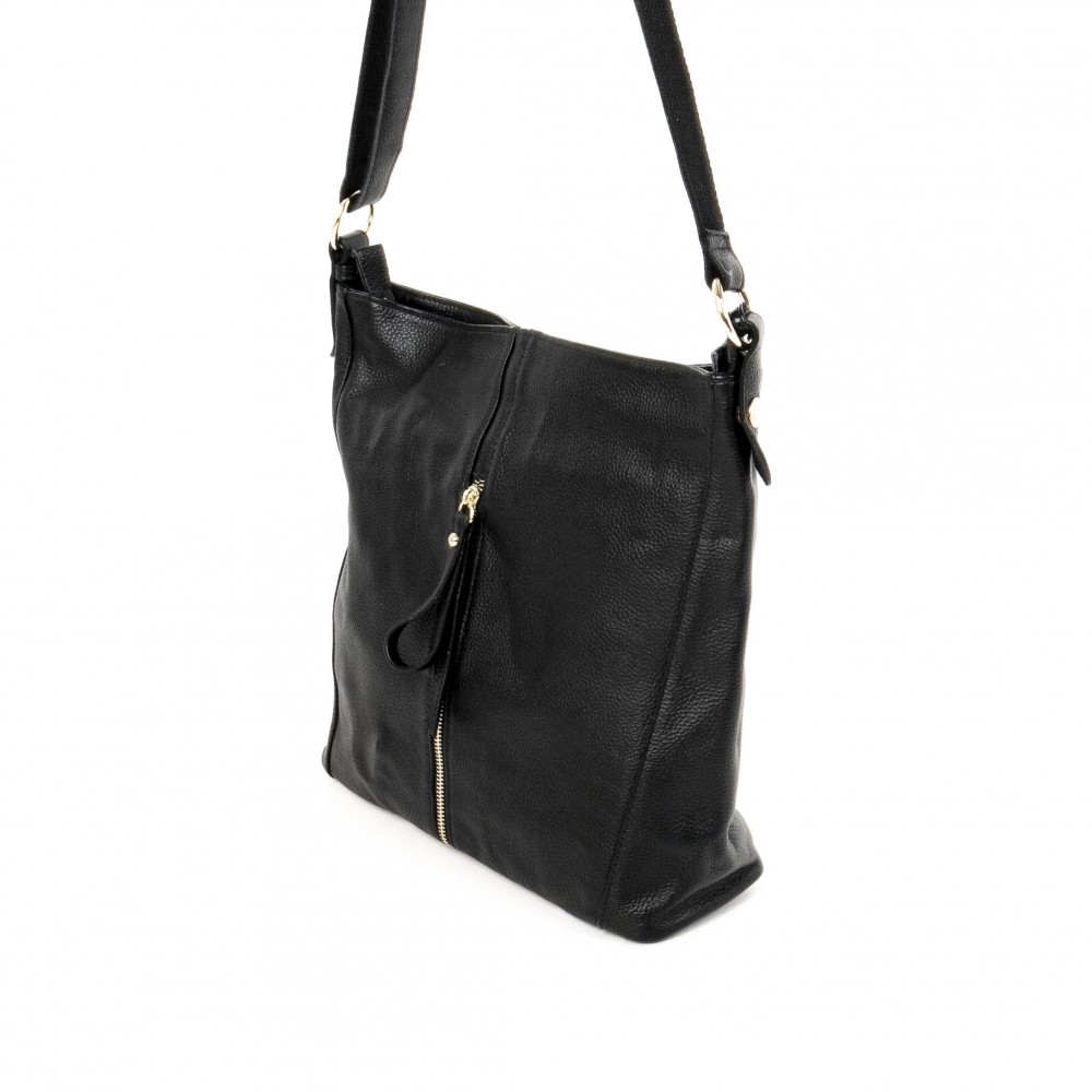 Черна дамска чанта от естествена кожа PAULA VENTI модел PV2280 
