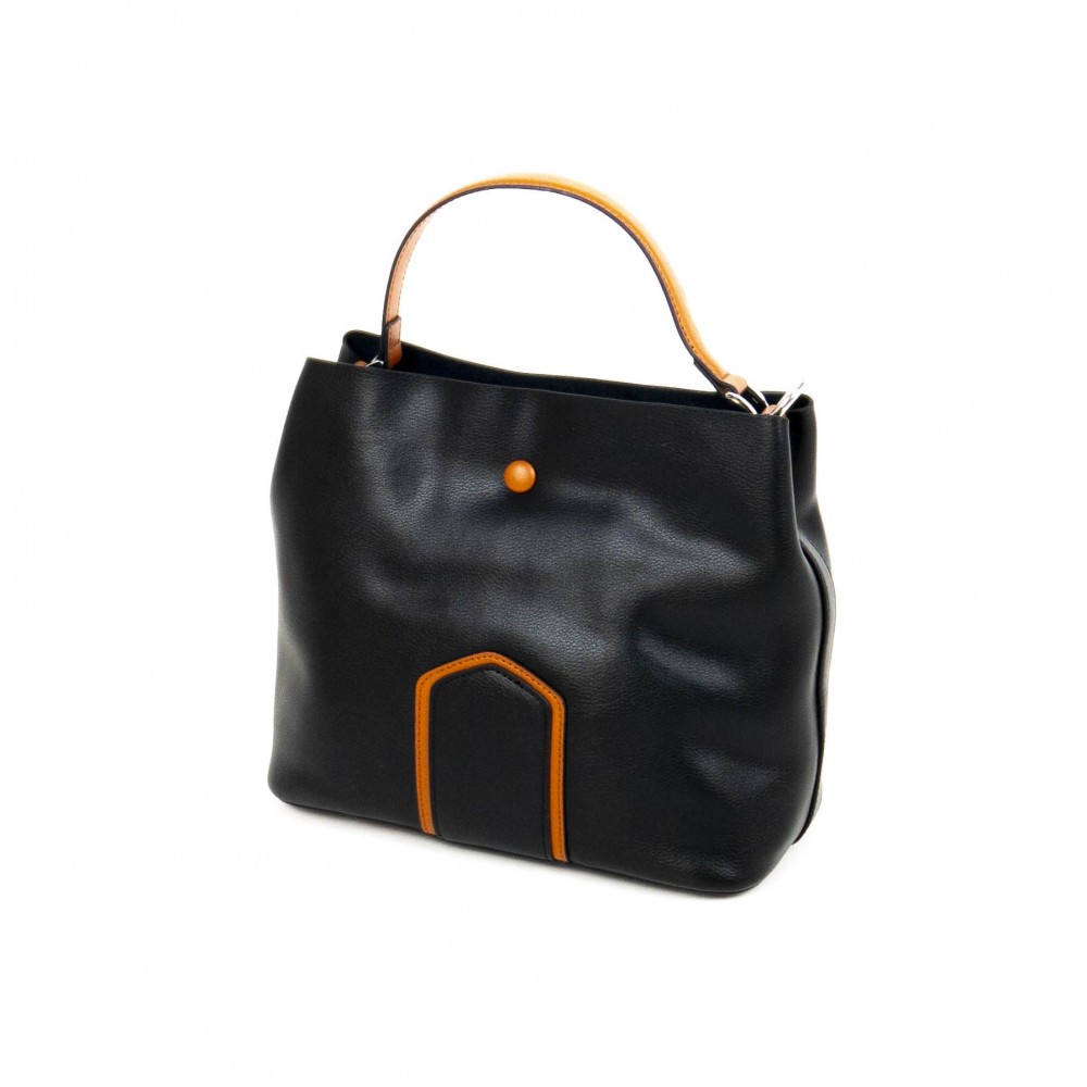 Черна дамска чанта от висококачествена естествена кожа PAULA VENTI модел PV3009