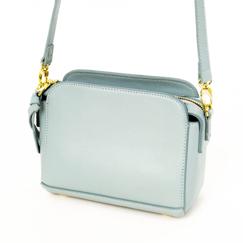 Изчистена сива дамска чанта от естествена кожа PAULA VENTI модел PV229 