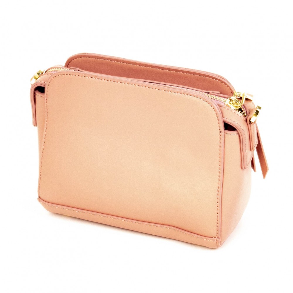 Розова малка дамска чанта от естествена кожа PAULA VENTI модел PV229 
