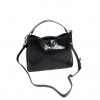 Дамска чанта PAULA VENTI от естествена кожа модел Hill с подвижна кожена и текстилна дълга дръжка цвят бронз