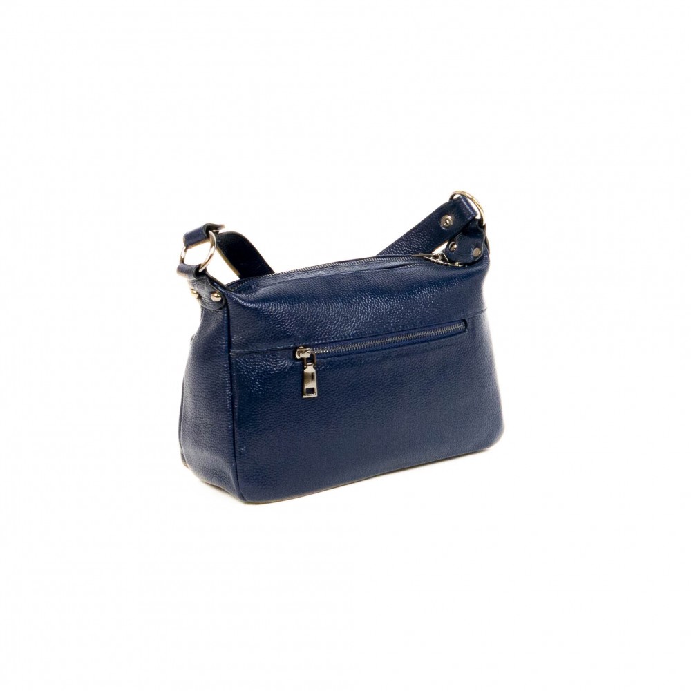 Дамска чанта PAULA VENTI от естествена кожа модел LAYLA с подвижна кожена  дълга дръжка цвят син