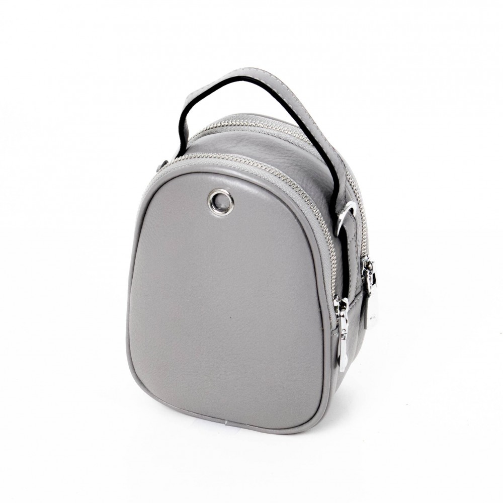 Стилна малка дамска чанта от естествена кожа PAULA VENTI цвят сив модел PV3608
