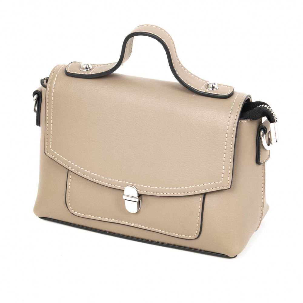 Стилна дамска чанта от естествена кожа PAULA VENTI модел PV388 цвят бежов
