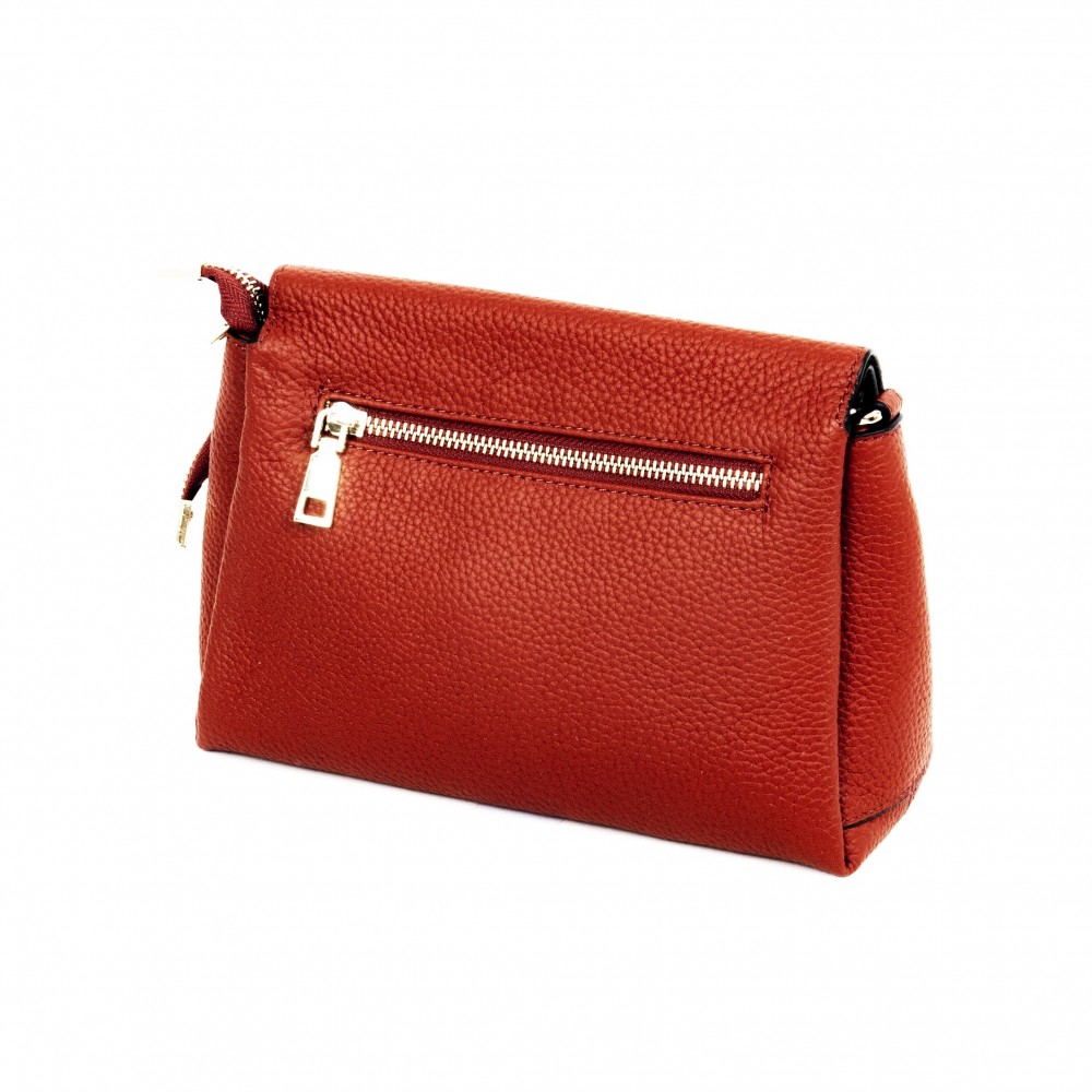 Атрактивна дамска чанта от естествена кожа PAULA VENTI модел PV781 цвят червено-кафяв
