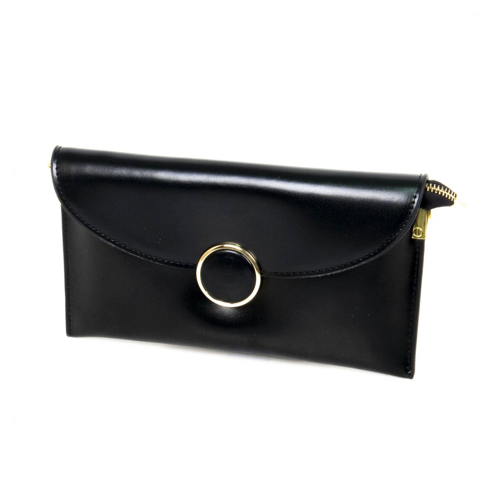 Черна клъч чанта от естествена кожа PAULA VENTI модел PV7906