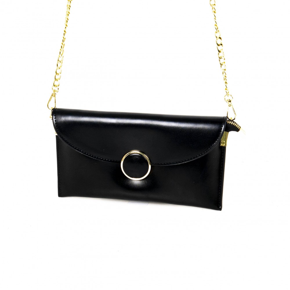 Черна клъч чанта от естествена кожа PAULA VENTI модел PV7906