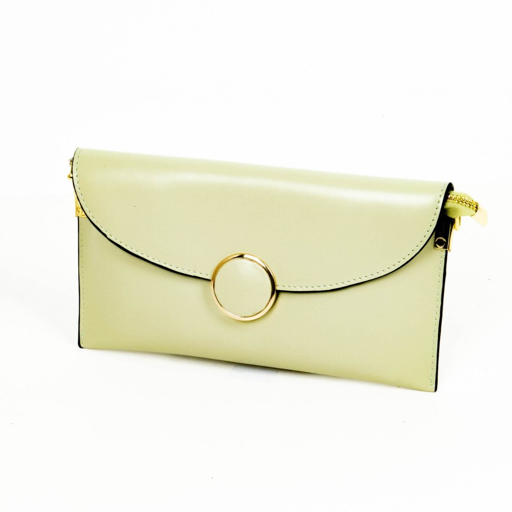 Клъч чанта от естествена кожа PAULA VENTI цвят светло зелен модел PV7906