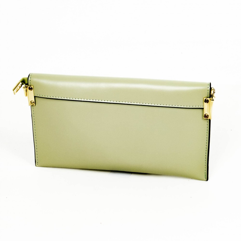 Клъч чанта от естествена кожа PAULA VENTI цвят светло зелен модел PV7906