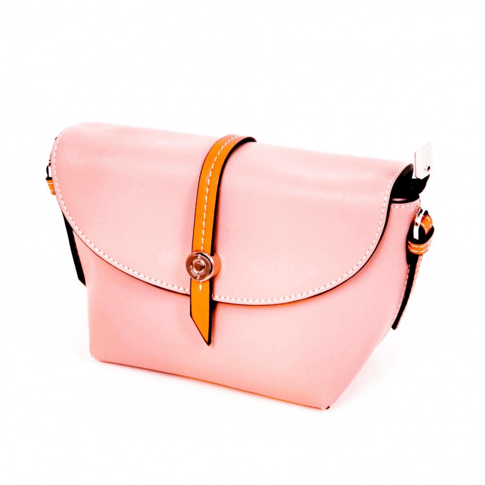 Модерна малка чанта от естествена кожа PAULA VENTI модел ENH91 цвят розов