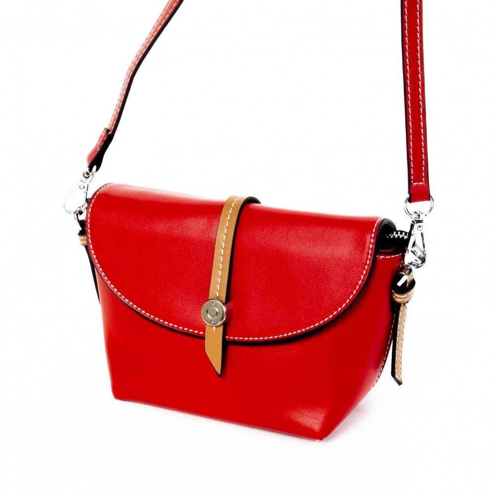 Червена дамска чанта от естествена кожа PAULA VENTI модел ENH91 