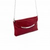 Стилна бална дамска чанта PAULA VENTI от естествена кожа с дълга дръжка тип верижка модел DIAMOND цвят червен