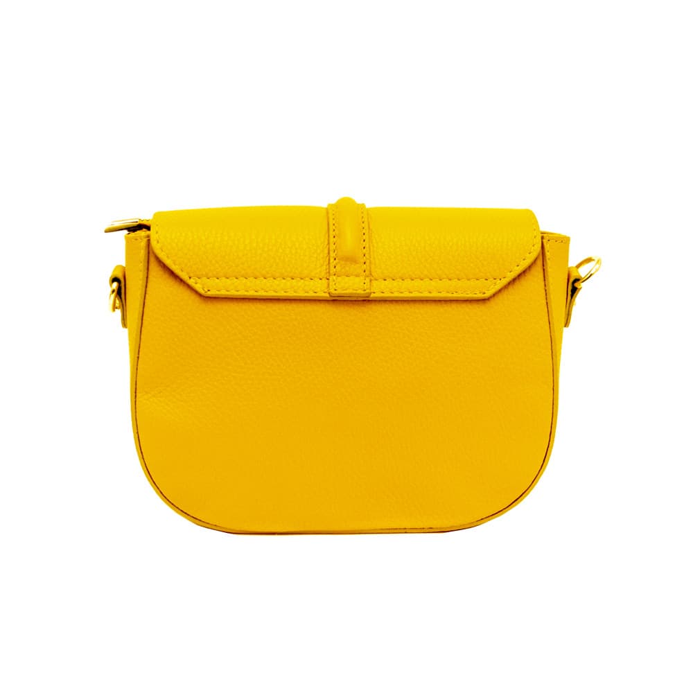 Малка дамска чанта от италианска естествена кожа модел MAYA с дълга дръжка жълт