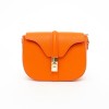 Малка дамска чанта от италианска естествена кожа модел MAYA с дълга дръжка оранжев