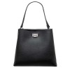 Красива дамска чанта модел NOTTE с дълга дръжка от италианска естествена кожа цвят черен
