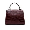 Луксозна дамска чанта модел CRONA от италианска естествена кожа цвят бордо кроко