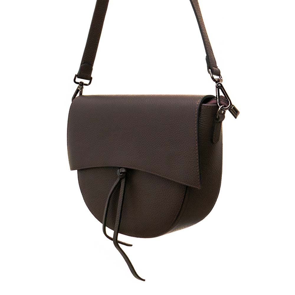Дамска чанта от италианска естествена кожа модел TONDO цвят кафяв