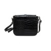 Малка дамска чанта модел ANNO от италианска естествена кожа цвят черен кроко