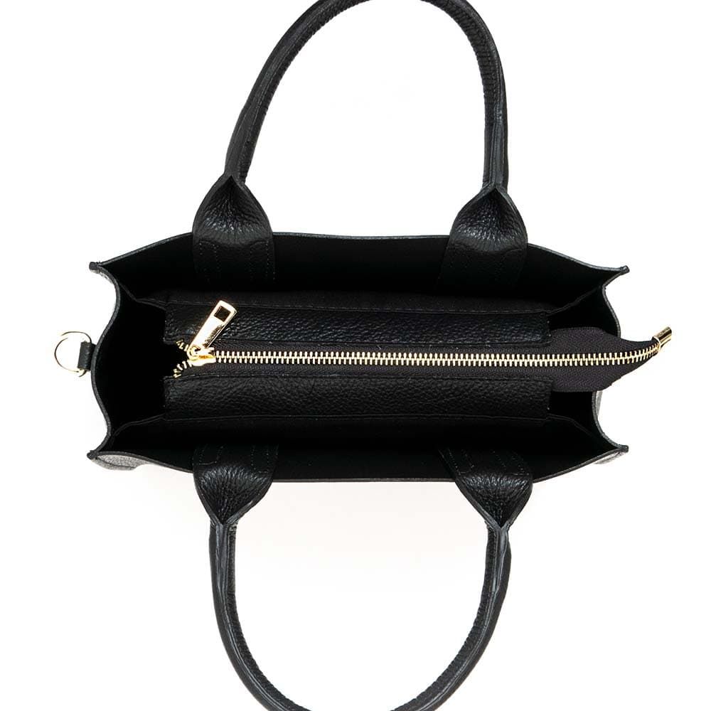 Стилна дамска чанта модел LUSSO от италианска естествена кожа цвят черен
