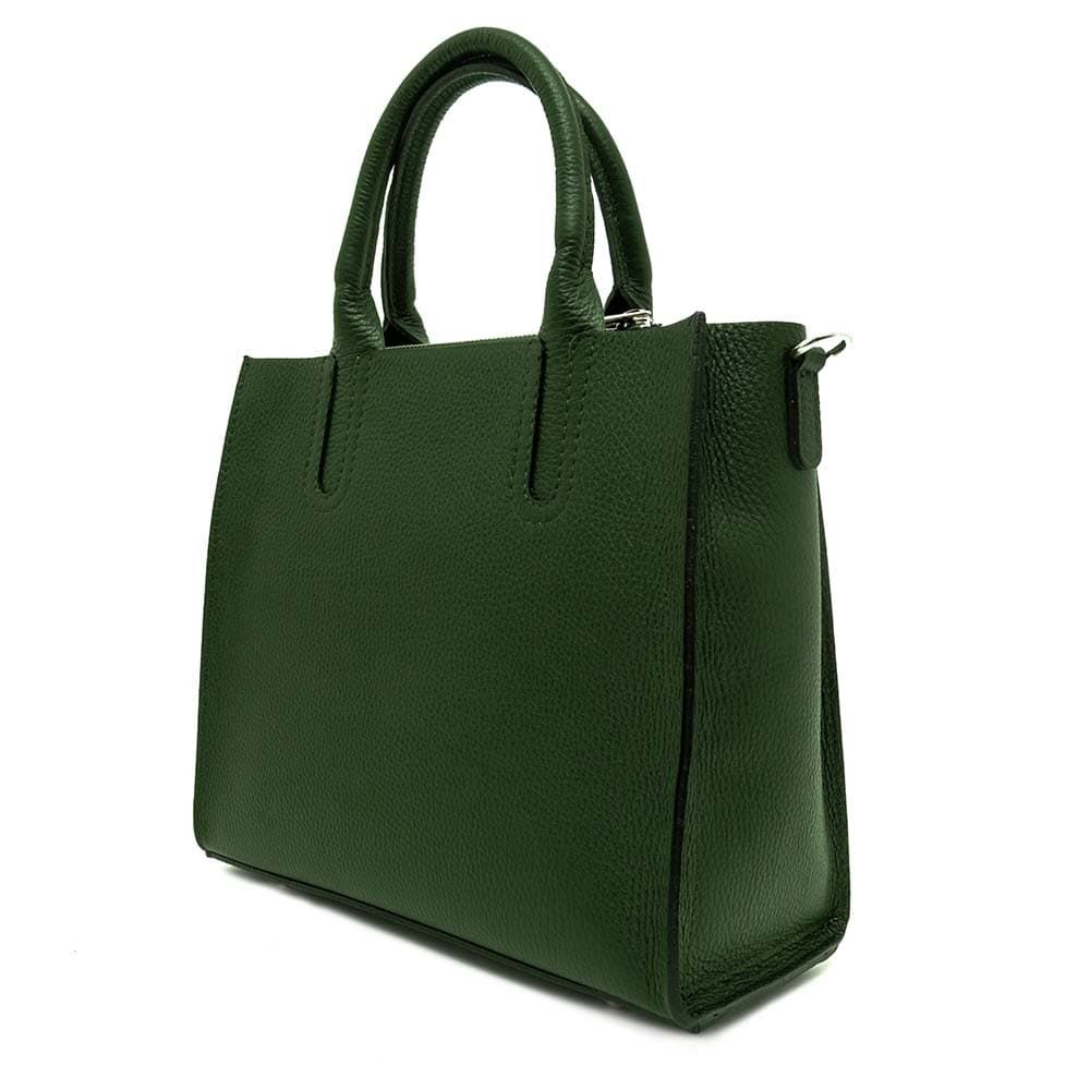 Класическа дамска чанта модел LUSSO от италианска естествена кожа цвят зелен