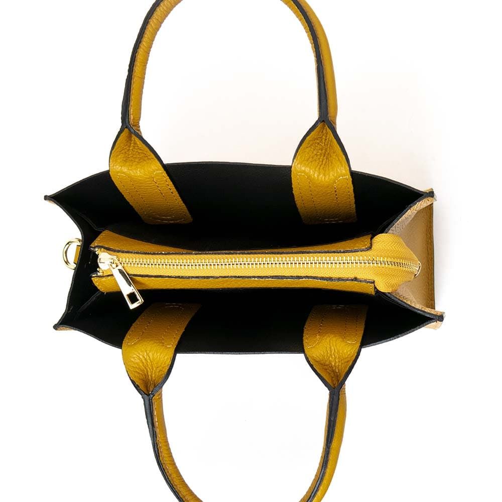 Жълта дамска чанта модел LUSSO от италианска естествена кожа 