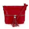 Елегантна дамска чанта от италианска естествена кожа модел RIGA цвят червен