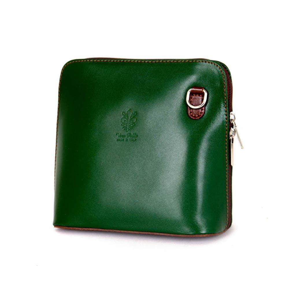 Малка дамска чанта модел CALDO италианска естествена кожа тъмно зелен