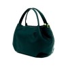 Зелена малка дамска чанта от италианска естествена кожа модел LA BARCA с дълга дръжка 