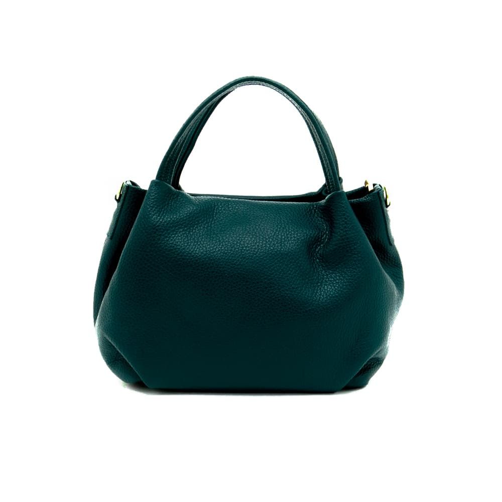 Зелена малка дамска чанта от италианска естествена кожа модел LA BARCA с дълга дръжка 